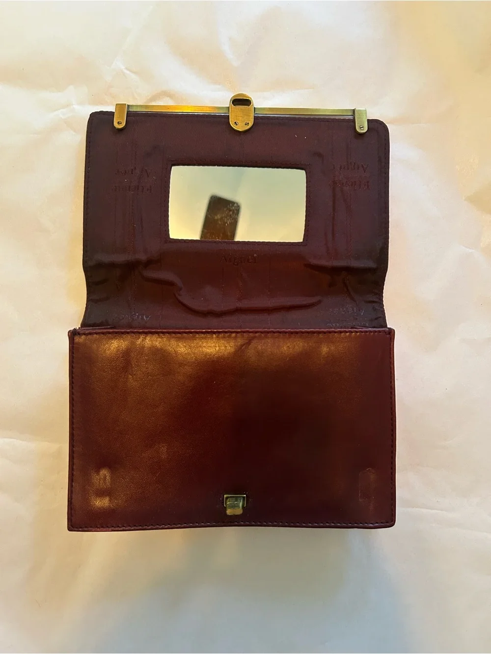 vintage Etienne Aigner clutch, 1970’s oxblood/burgundy leather